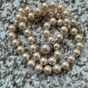 Majorca 8mm Pearls Necklace 17 inch sterling silver